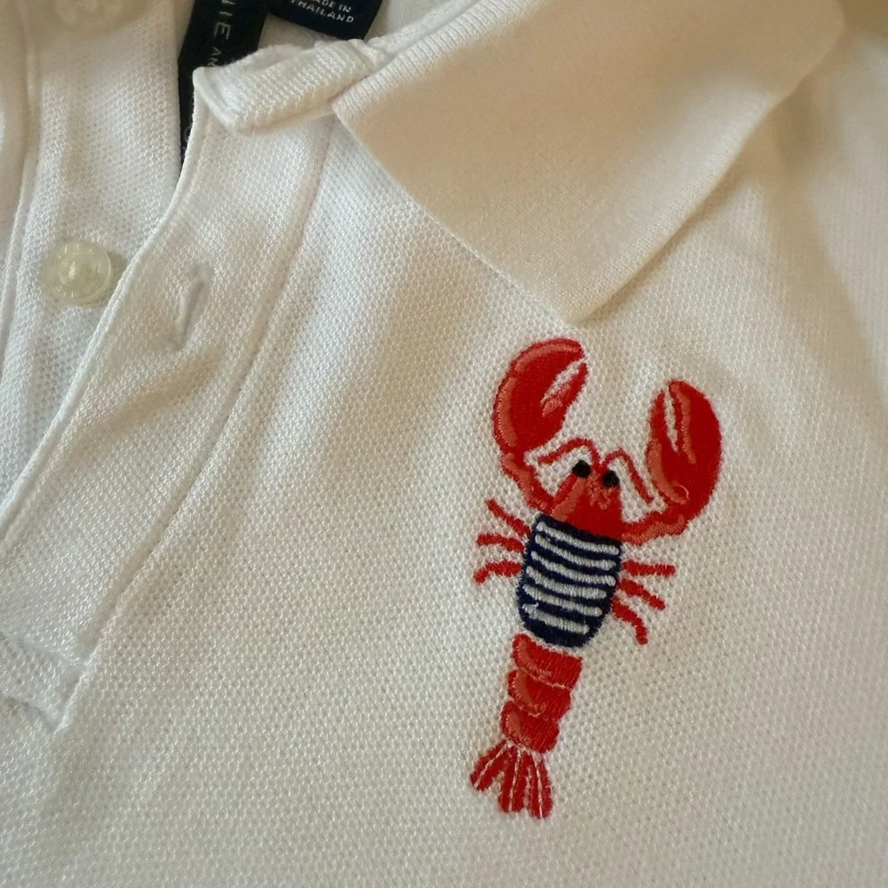 Janie and Jack White and Red Polo Shirt Nautical Embroidery - Picture 2 of 4